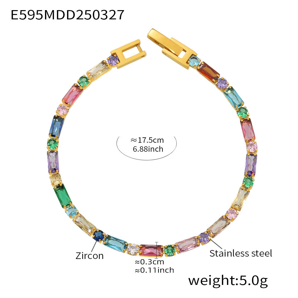 6:E595-mixed color zircon bracelet 17.5cm