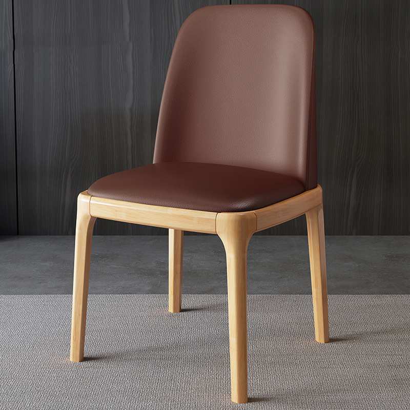 Wood color frame   brown leather