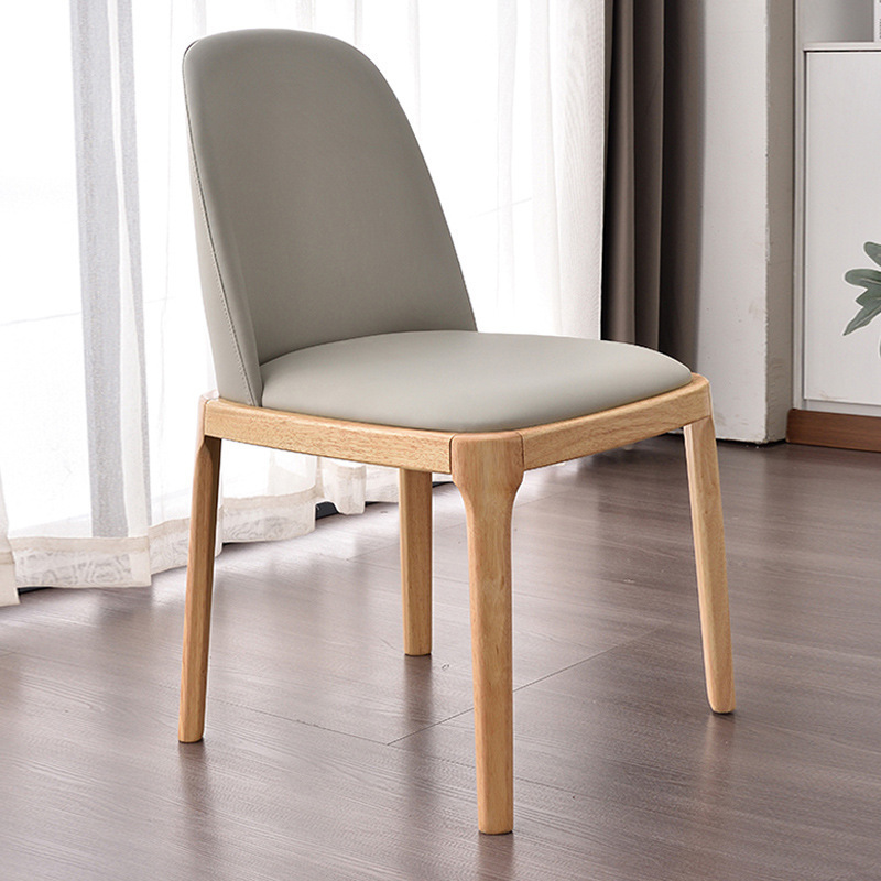 Wood color frame   light gray leather