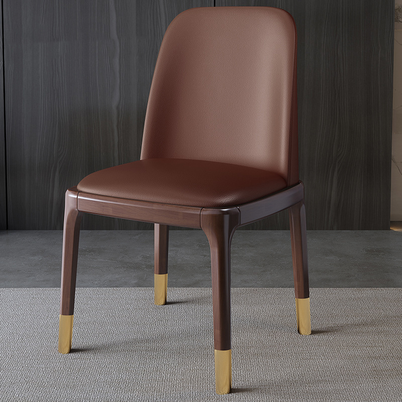 Walnut frame   brown leather [with copper feet]