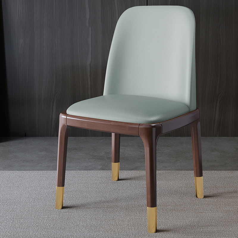 Walnut frame   light gray leather [with copper feet]