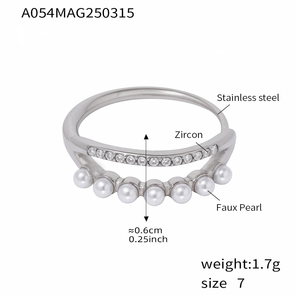 A054-Steel Bead Zircon Ring