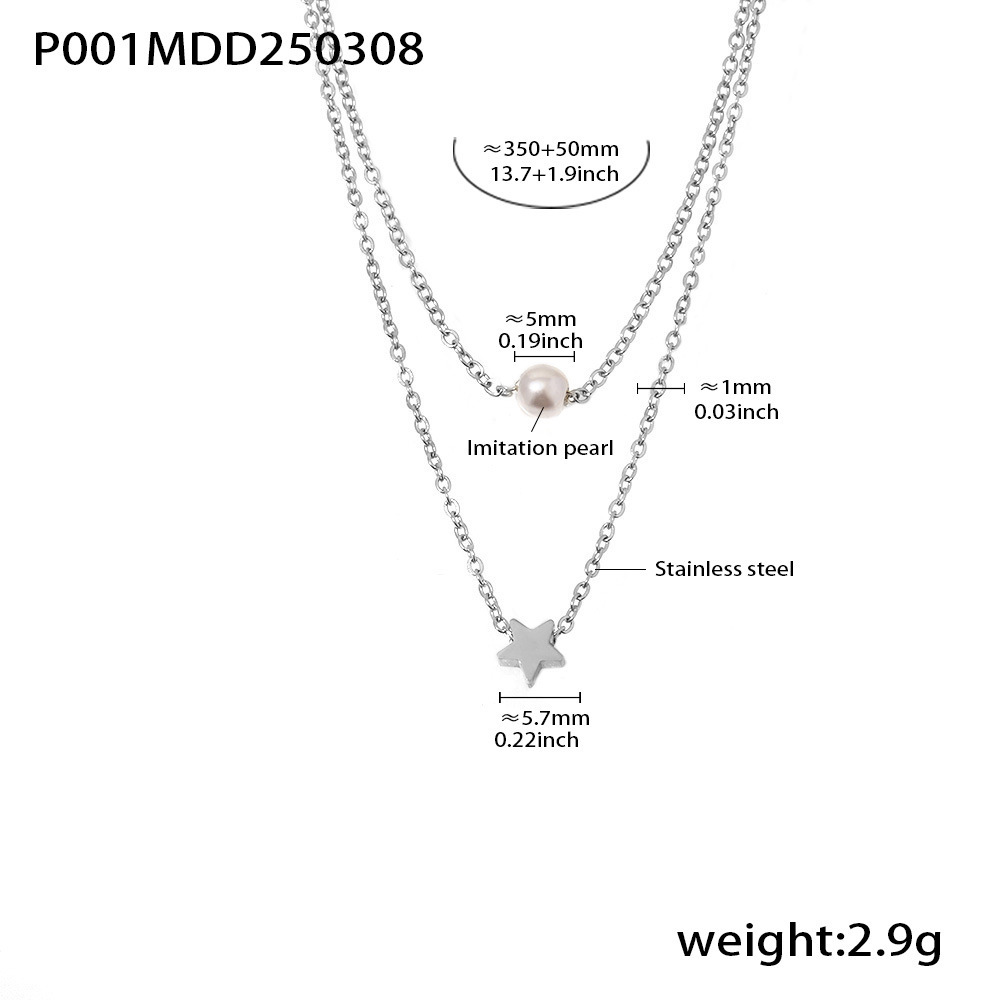 2:P001-steel color double necklace -40 5cm