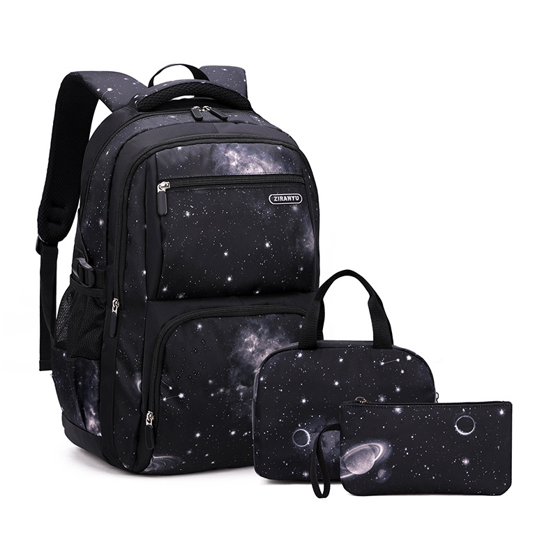 Pure black starry sky three-piece set