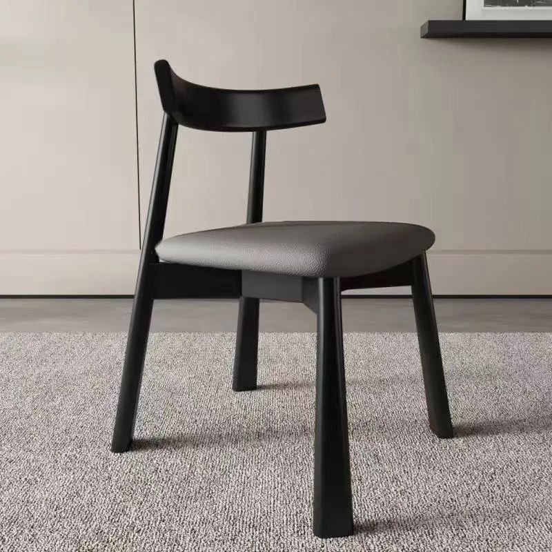 Paddle black chair   gray microfiber leather cushion