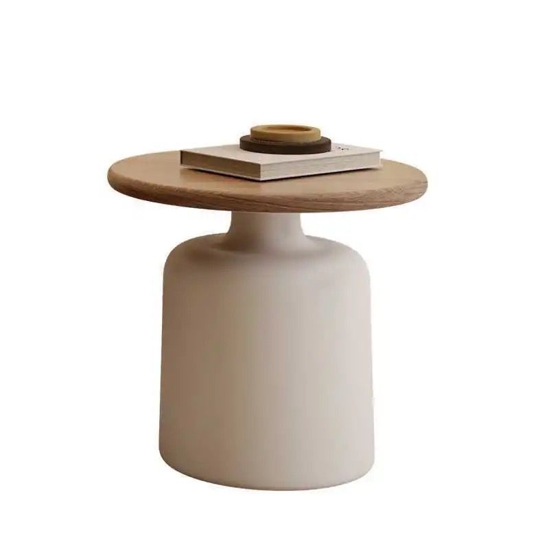 Cream white base, wood color small size 50cm