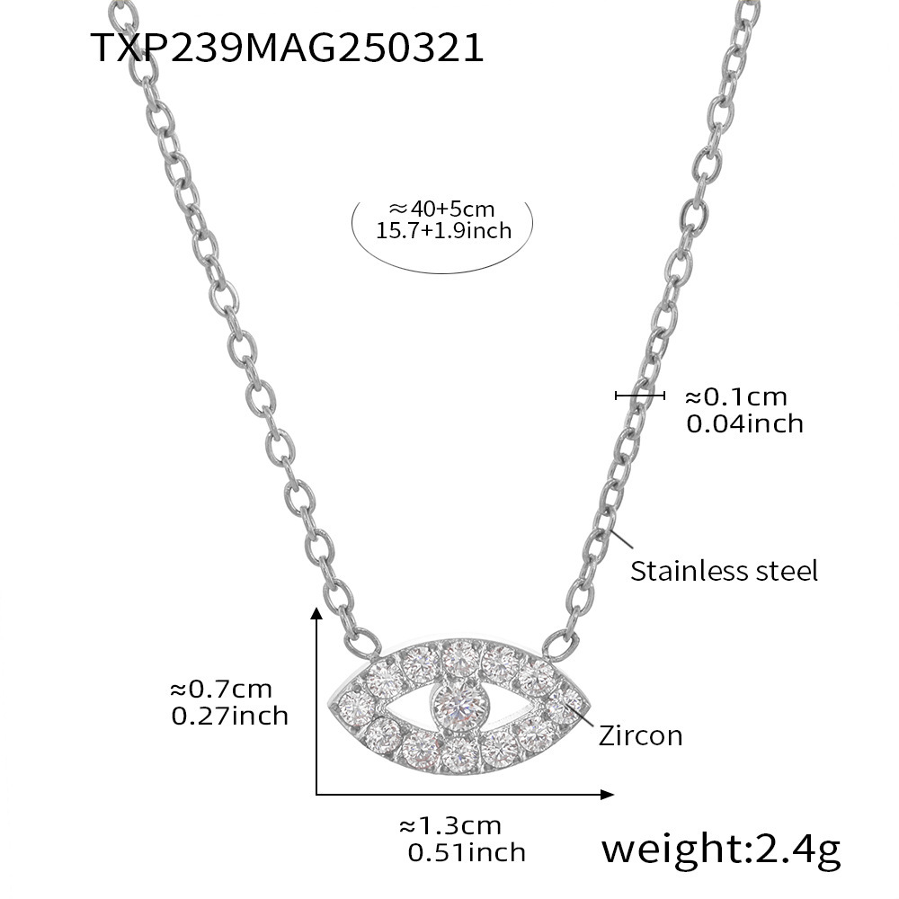 Txp239-steel color zircon necklace 40 5cm
