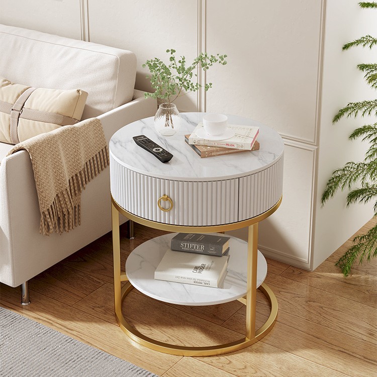 [gold frame] double white striped cabinet snow mountain white (diameter 45cm)