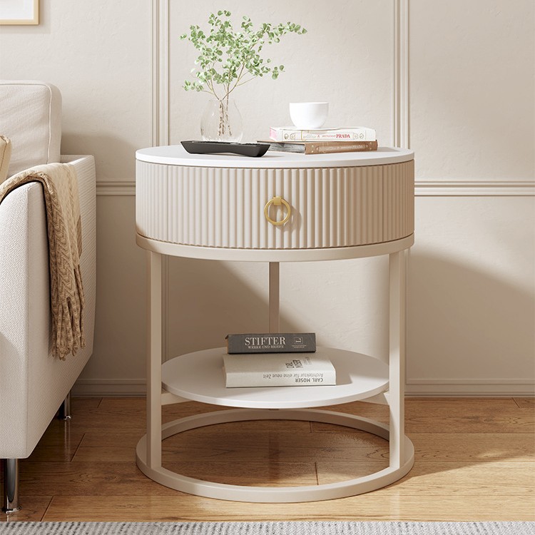 [White frame] double white striped cabinet snow mountain white rock board (diameter 45cm)