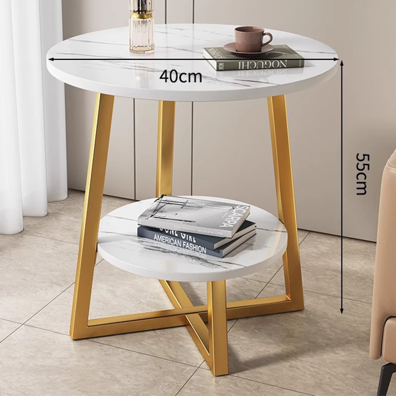 White marble   gold frame [40*55] double-layer storage