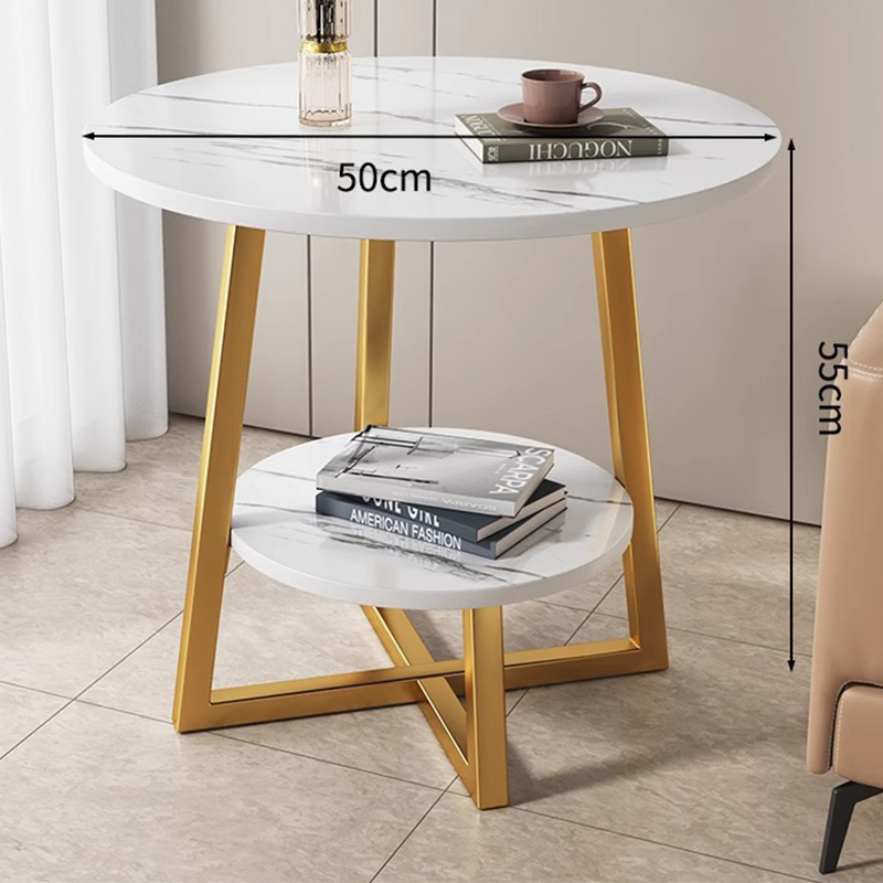 White marble   gold frame [50*55] double-layer storage