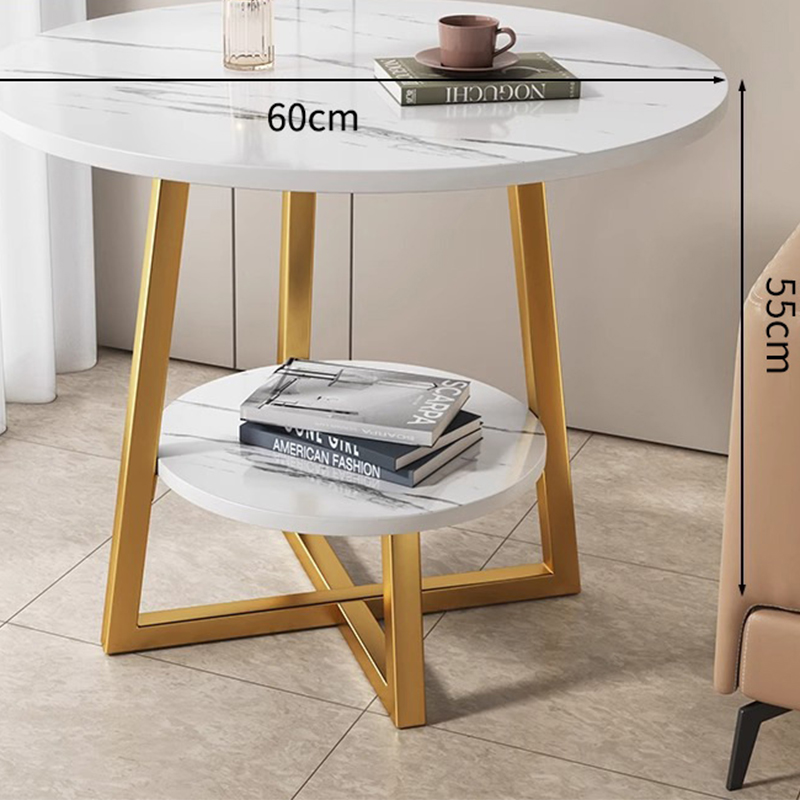 White marble   gold frame [60*55] double-layer storage