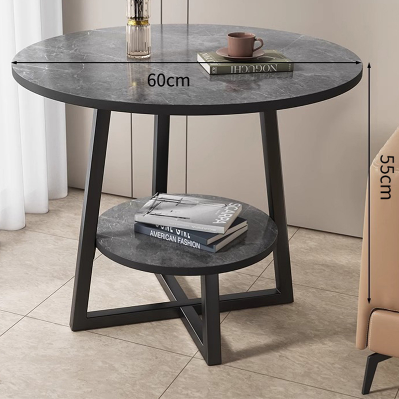 Gray marble   black frame [60*55] double layer storage