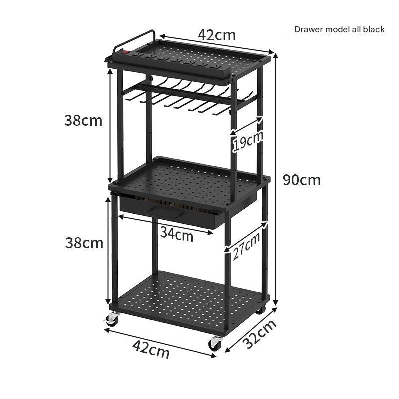 Black tool rack with drawer