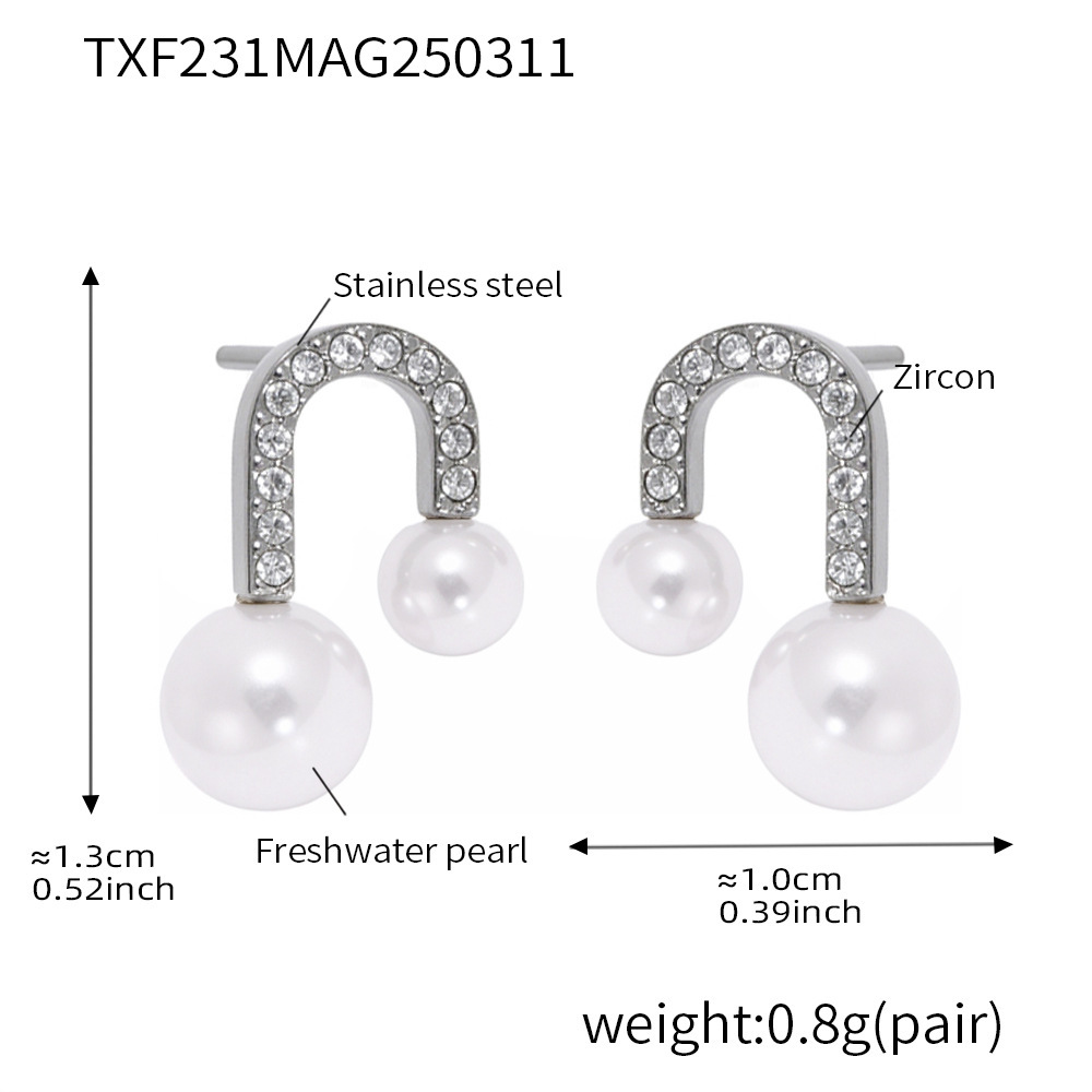 4:Txf231-steel color zircon shell bead earrings