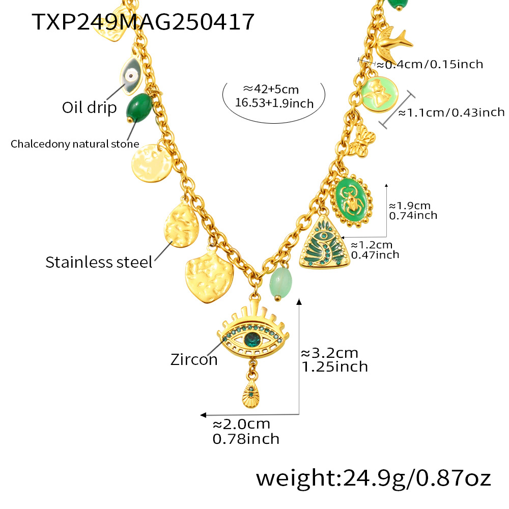 2:Golden - green zircon necklace