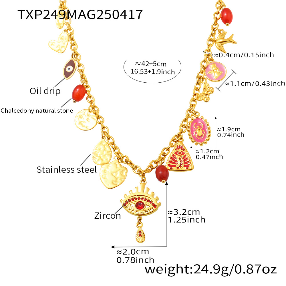 3:Golden - red zircon necklace