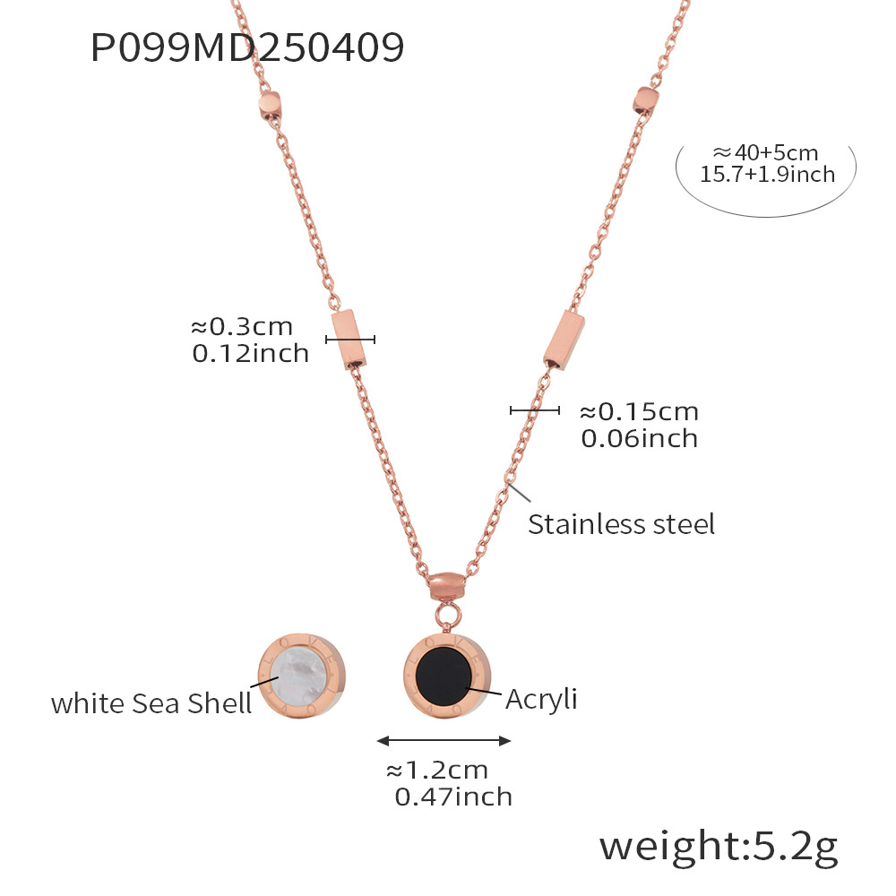 P099-rose gold black and white double-sided love e
