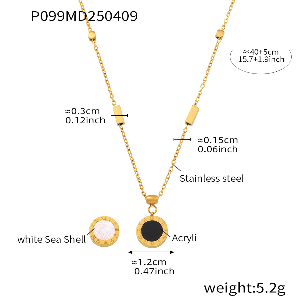 1:P099-golden roman black and white double-sided number necklace 40 5cm