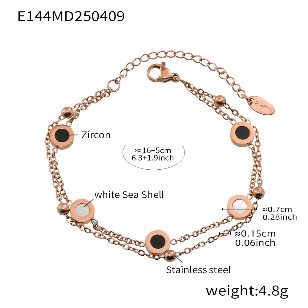 7:E144-roman numeral double layer rose gold bracelet 16 5cm