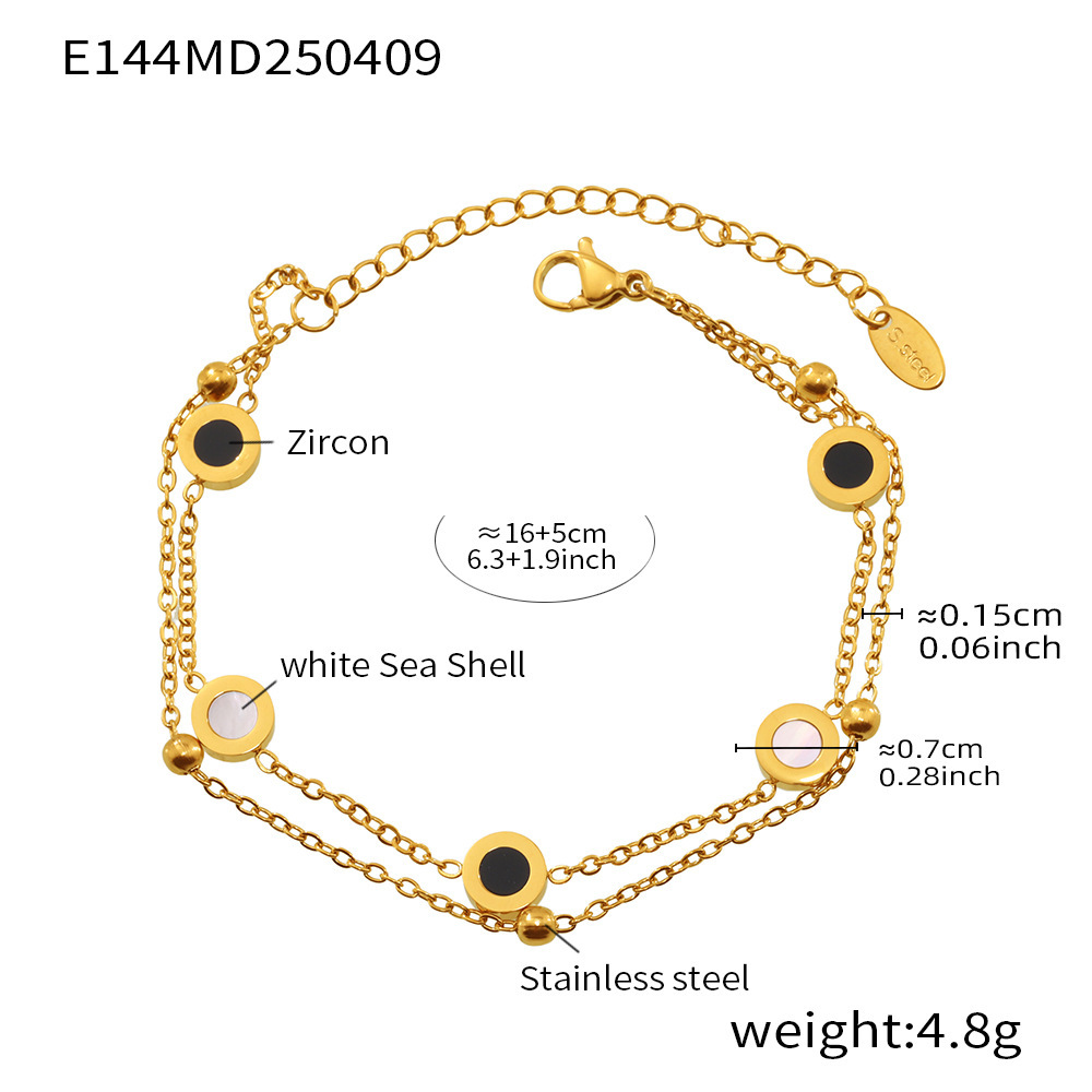 8:E144-roman numeral double layer gold bracelet 16 5cm