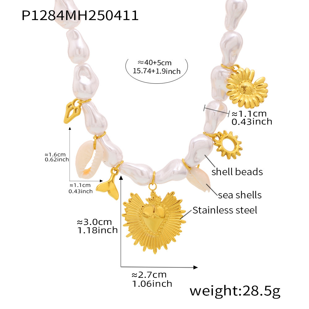 P1284-multiple accessories love shell bead necklac