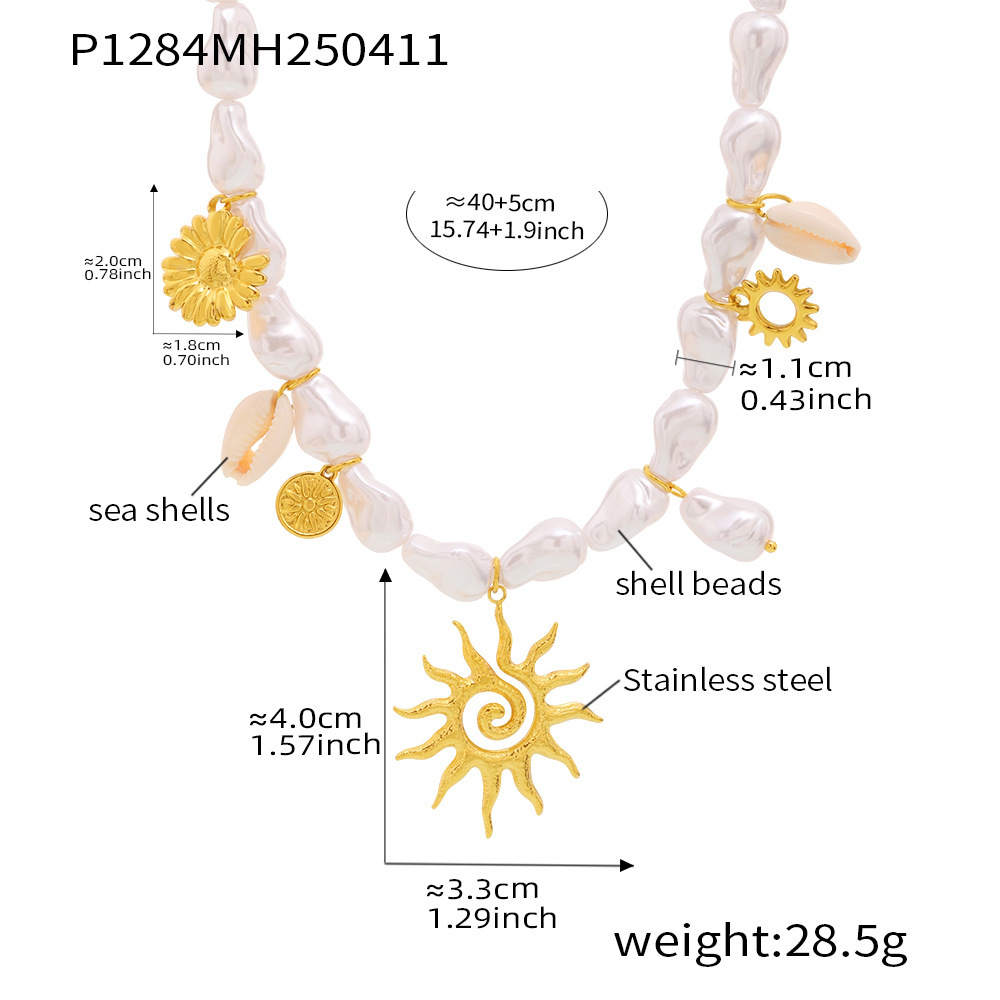 P1284-multiple accessories sun shell bead necklace