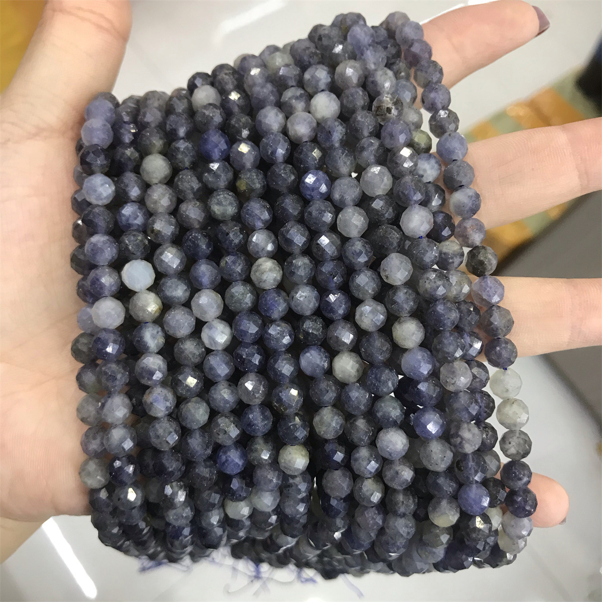 01-6mm pansy bluestone 5-6mm faceted round beads,