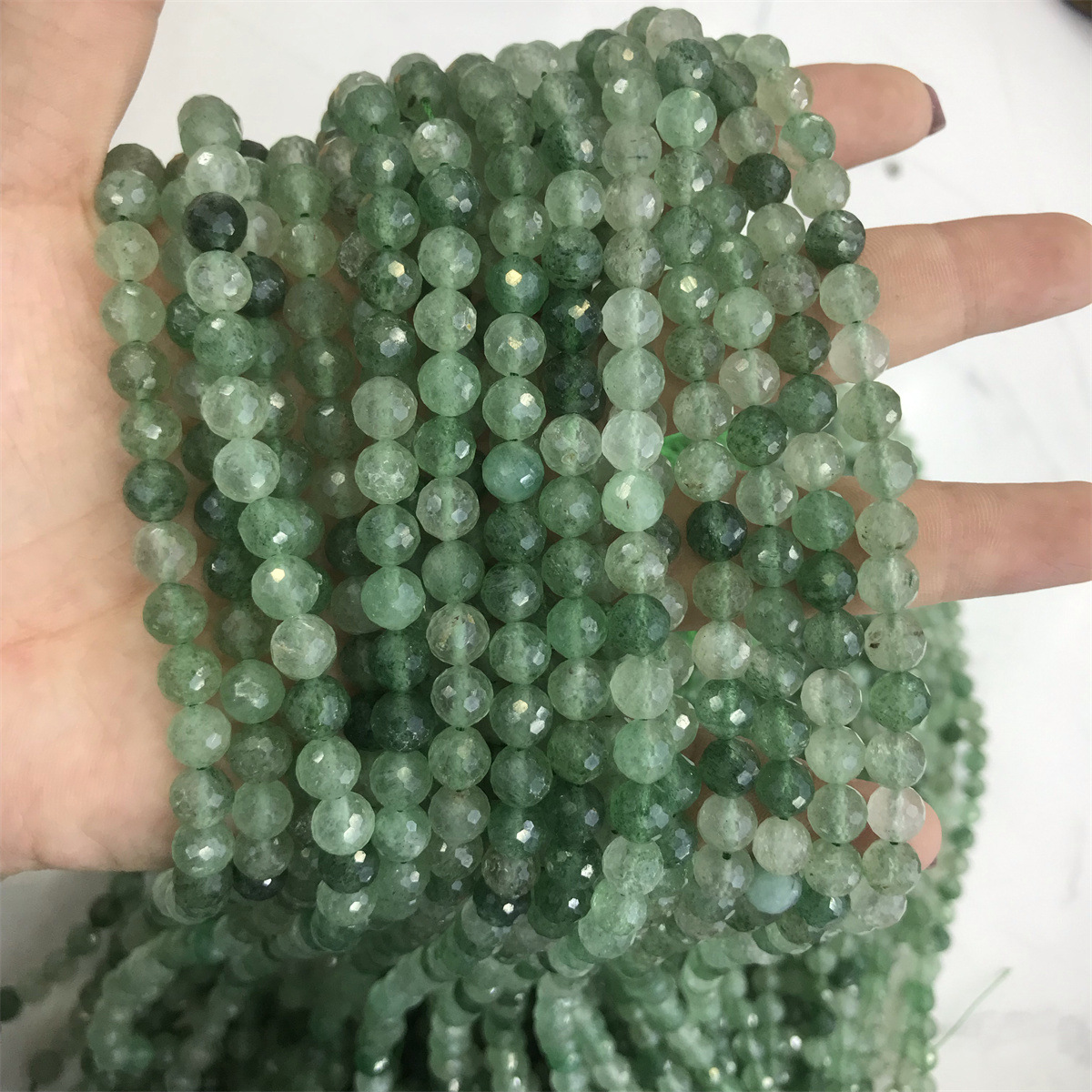 09-6mm green strawberry 5-6mm faceted round beads,