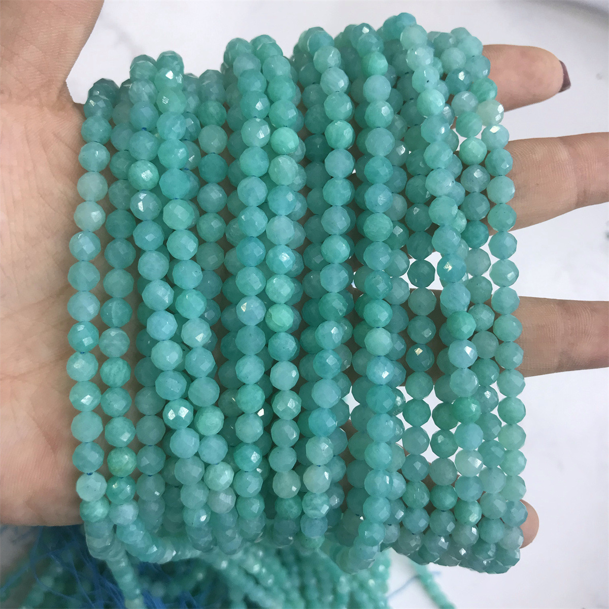 15-5mma grade amazonite 5-6mm faceted round beads,