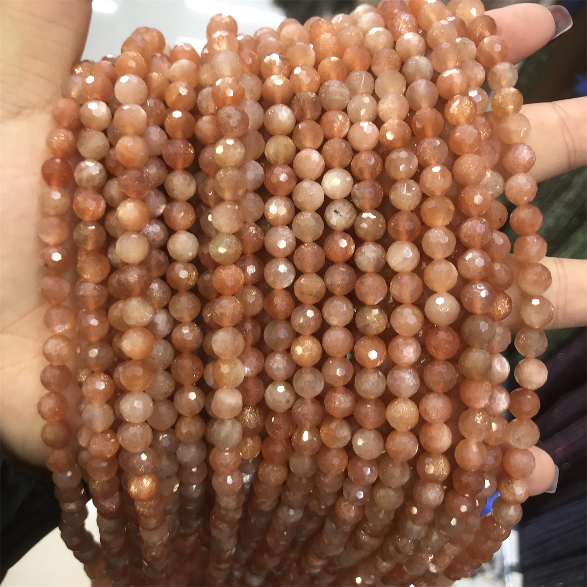 22-6mm golden sun 5-6mm faceted round beads, one p