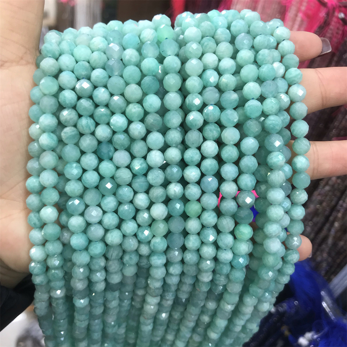 25-6mma grade amazonite 5-6mm faceted round beads,