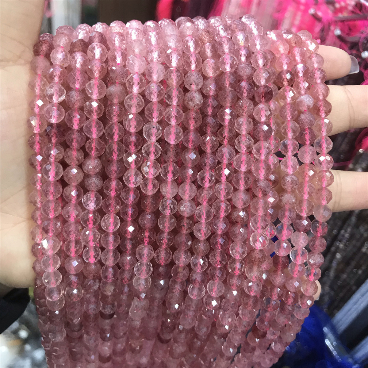 27-6mma grade strawberry crystal 5-6mm faceted rou