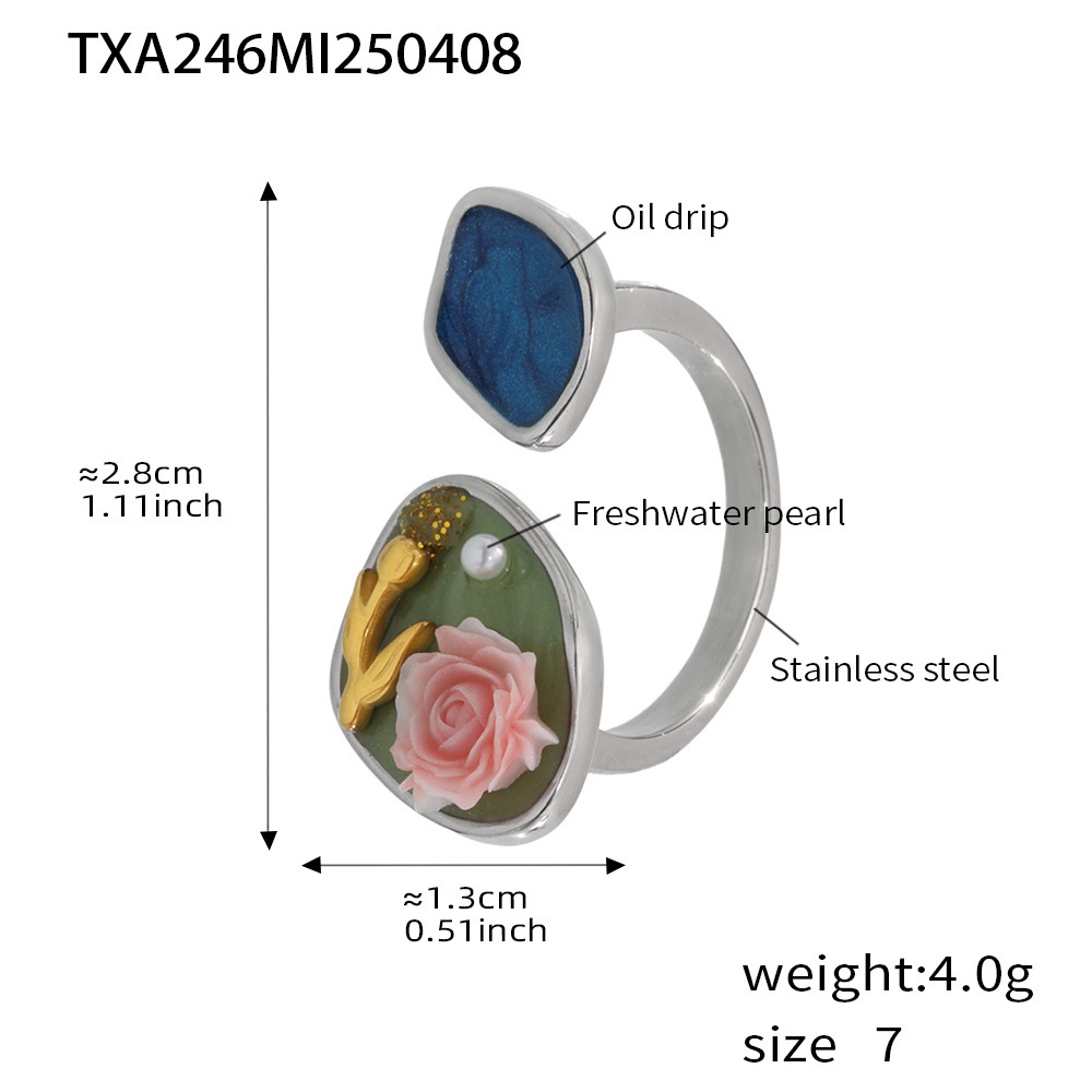 10:Txa246-rose enamel steel color ring-no. 7