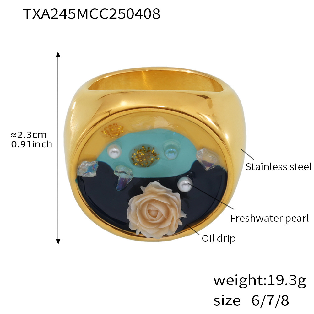 12:Txa245-rose enamel gold ring-no. 7