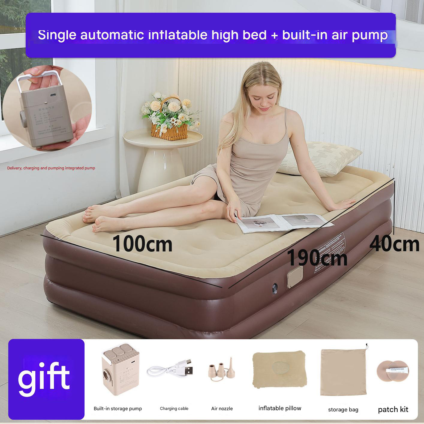 Single built-in pump (high bed) brown