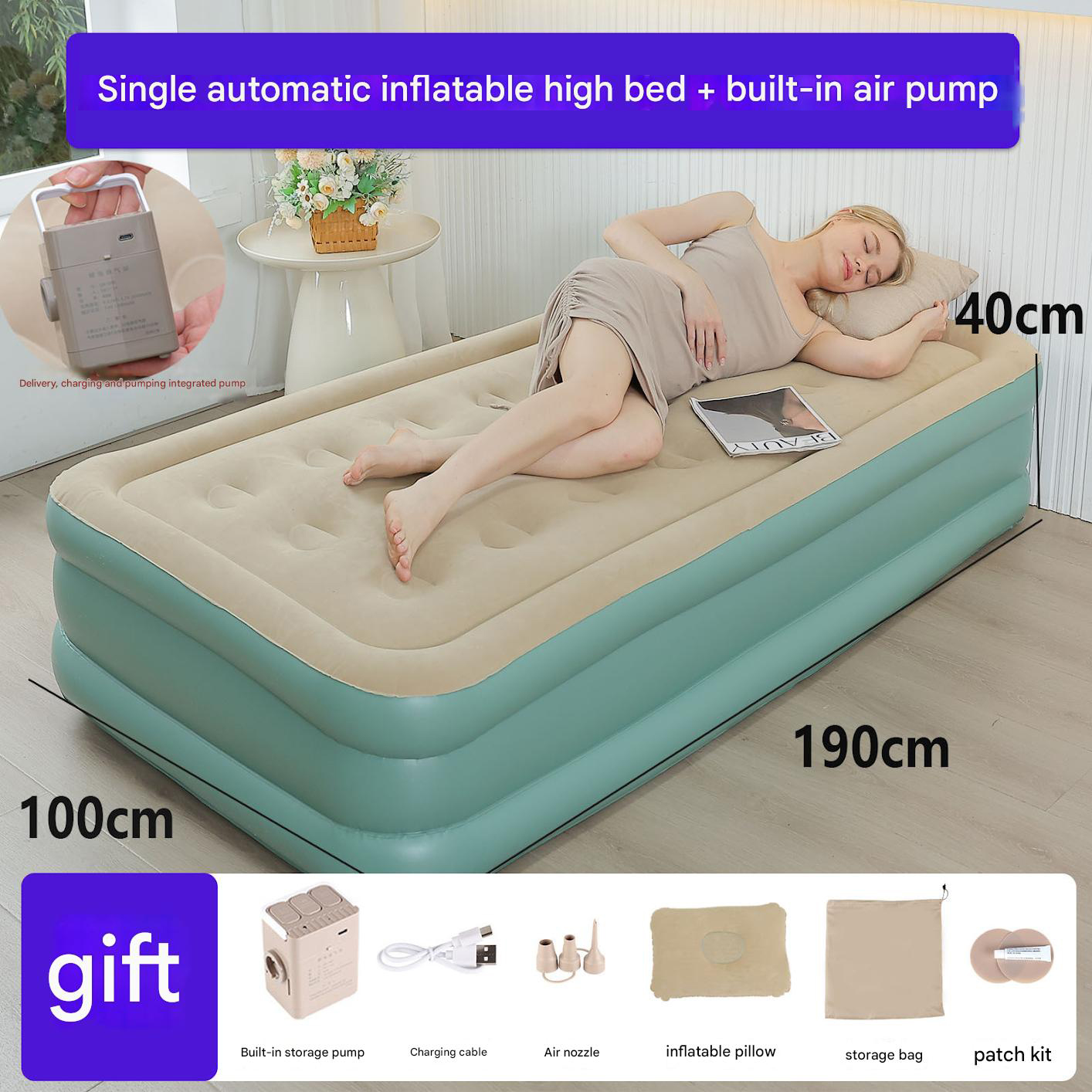 Single built-in pump (high bed) green