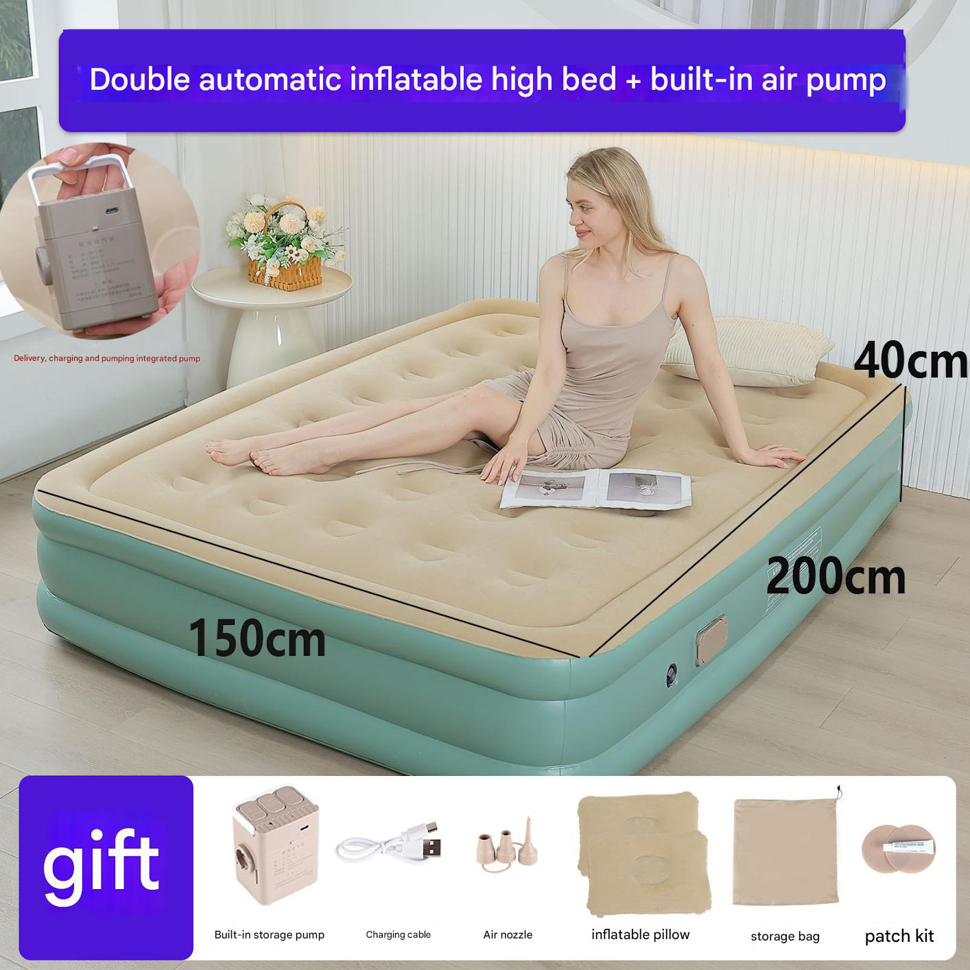 Double built-in pump (high bed) green