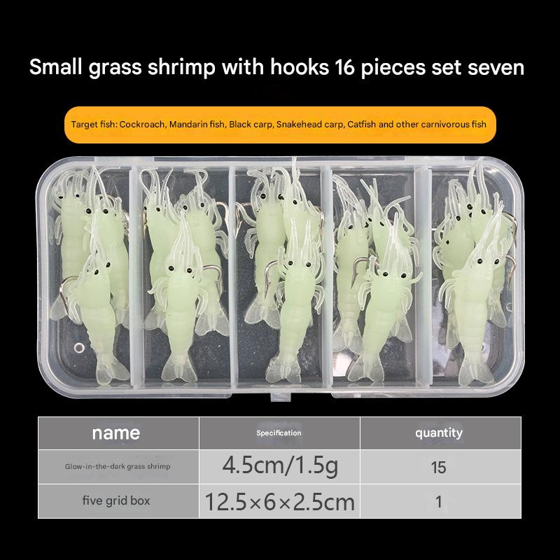 Luminous Shrimp with Hook 16 Pieces suit