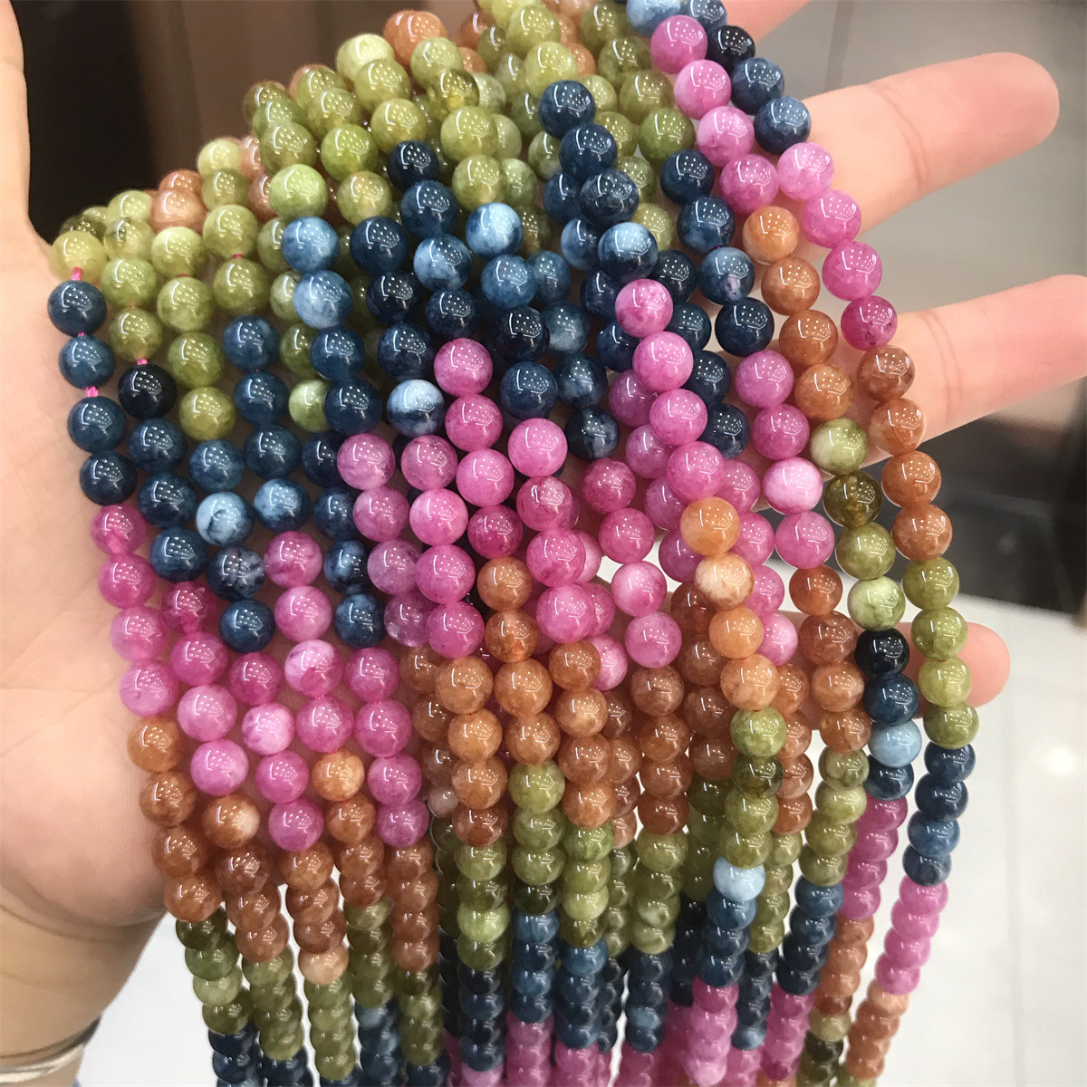 6mm gradient imitation tourmaline beads, about 60
