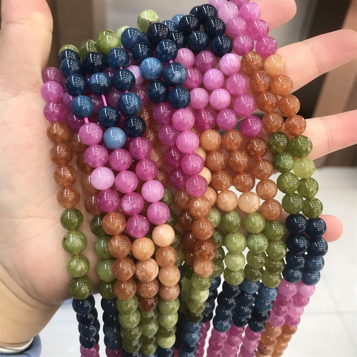 8mm gradient imitation tourmaline beads, about 45