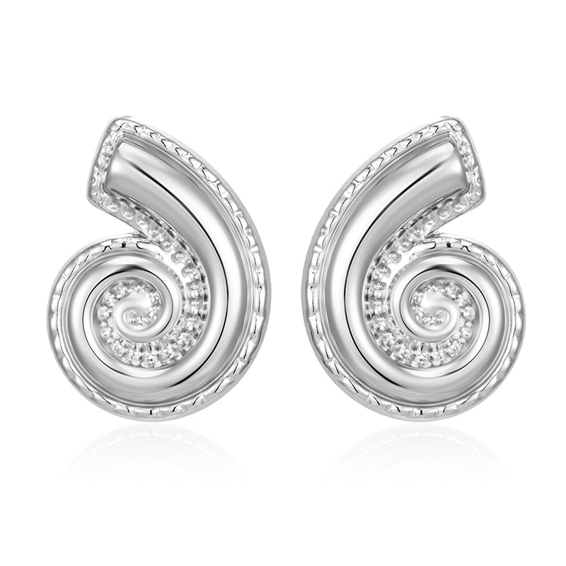 2:Conch steel color earrings