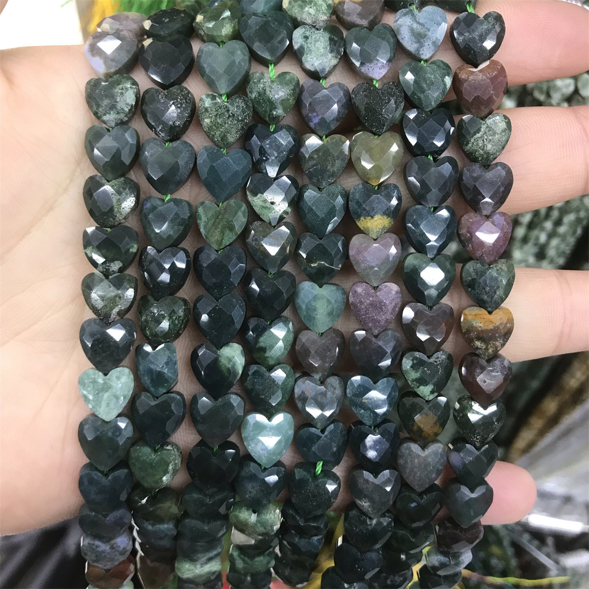 14-indian agate 8mm faceted heart shape, about 22