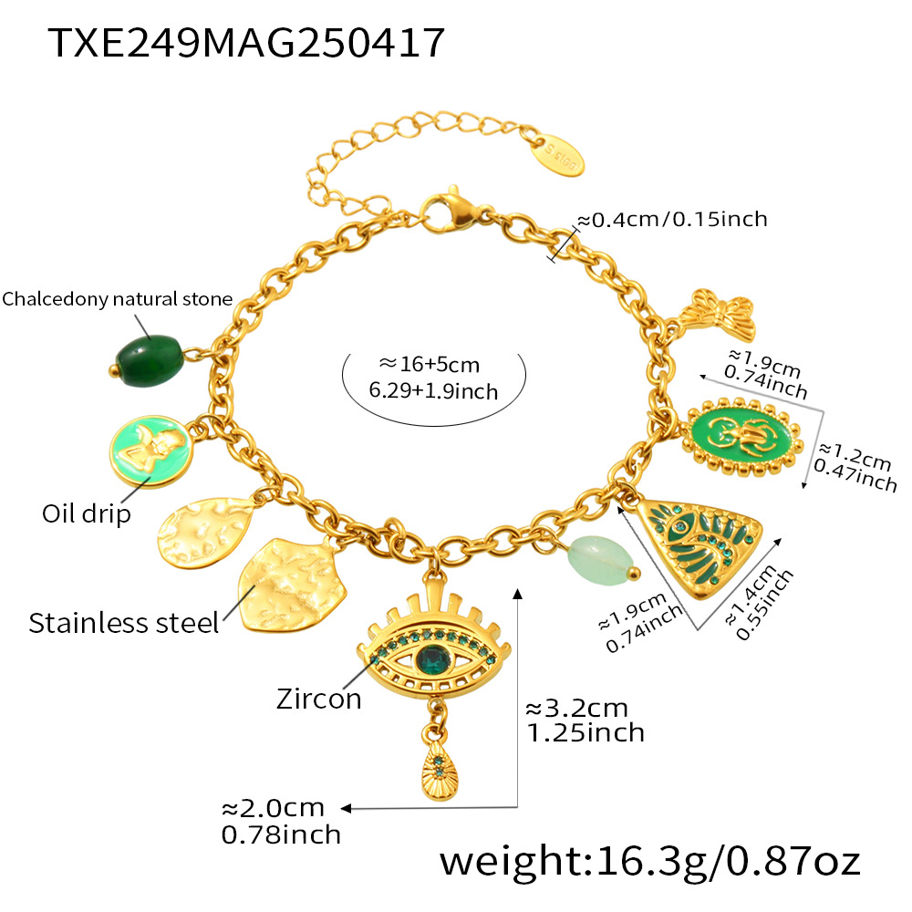 Golden - green zircon bracelet