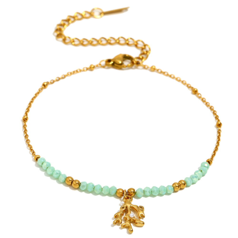 1:Natural stone bracelet with beads-gold