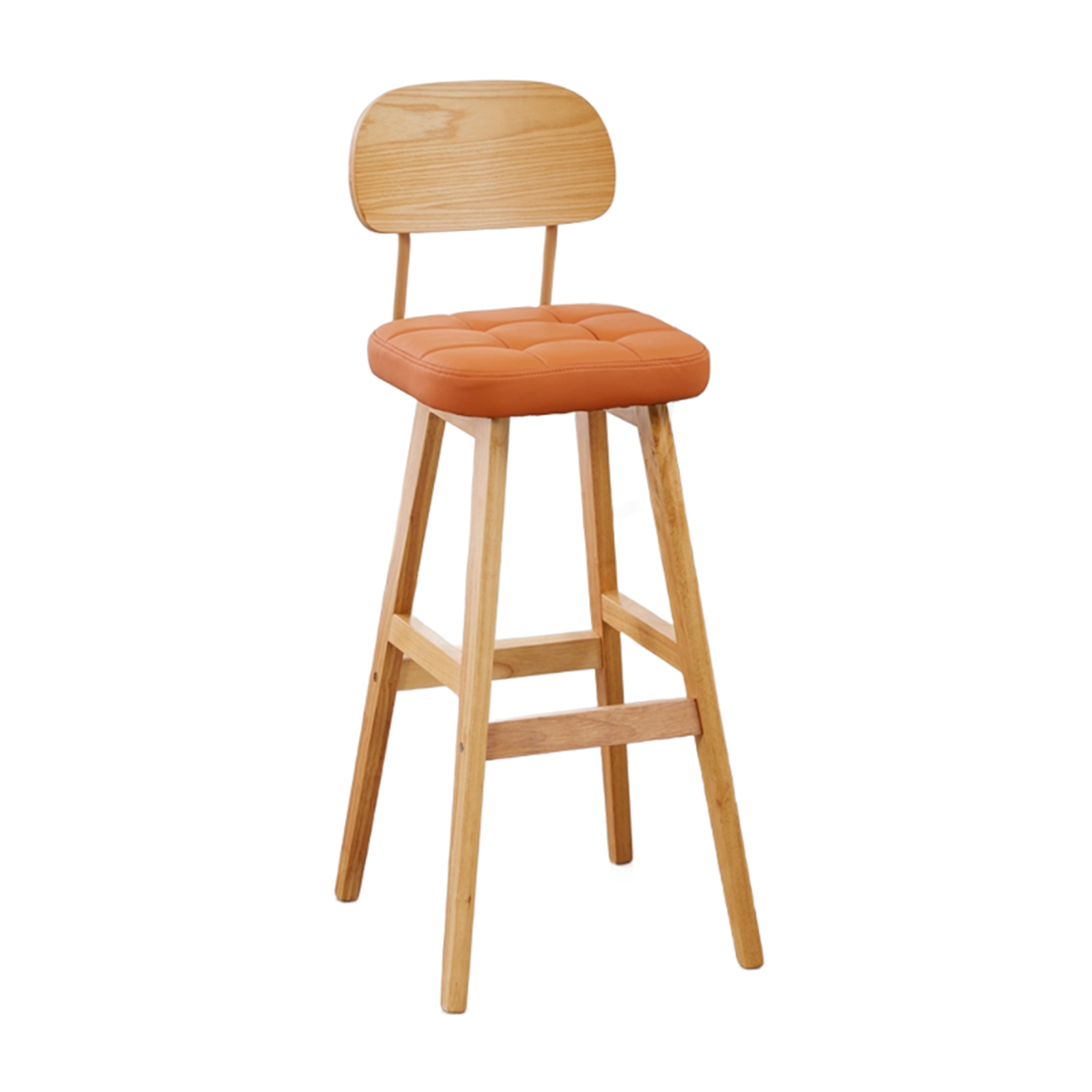 wooden frame with orange leather