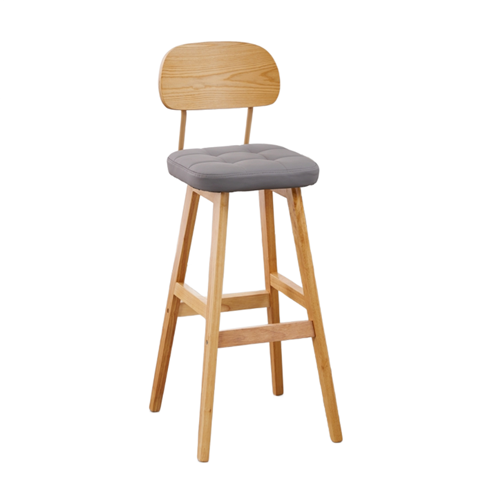 wooden frame with grey leather