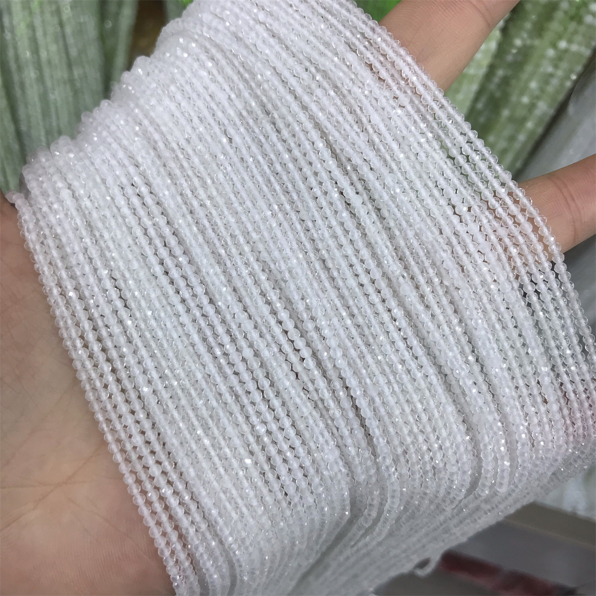 2mm faceted white crystal