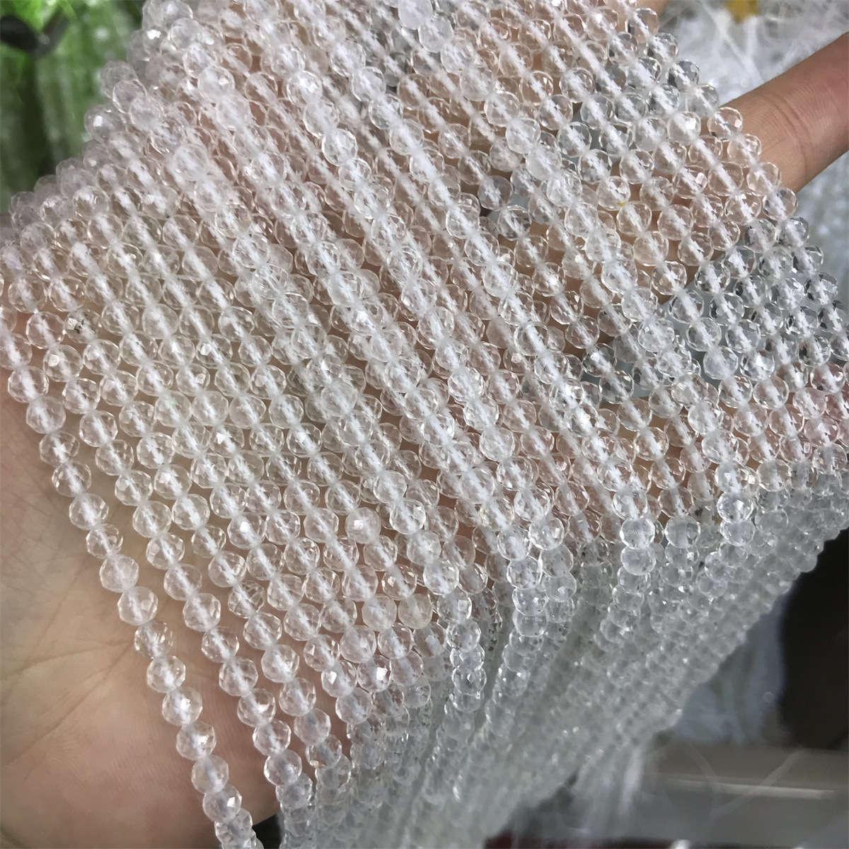 4mm faceted white crystal