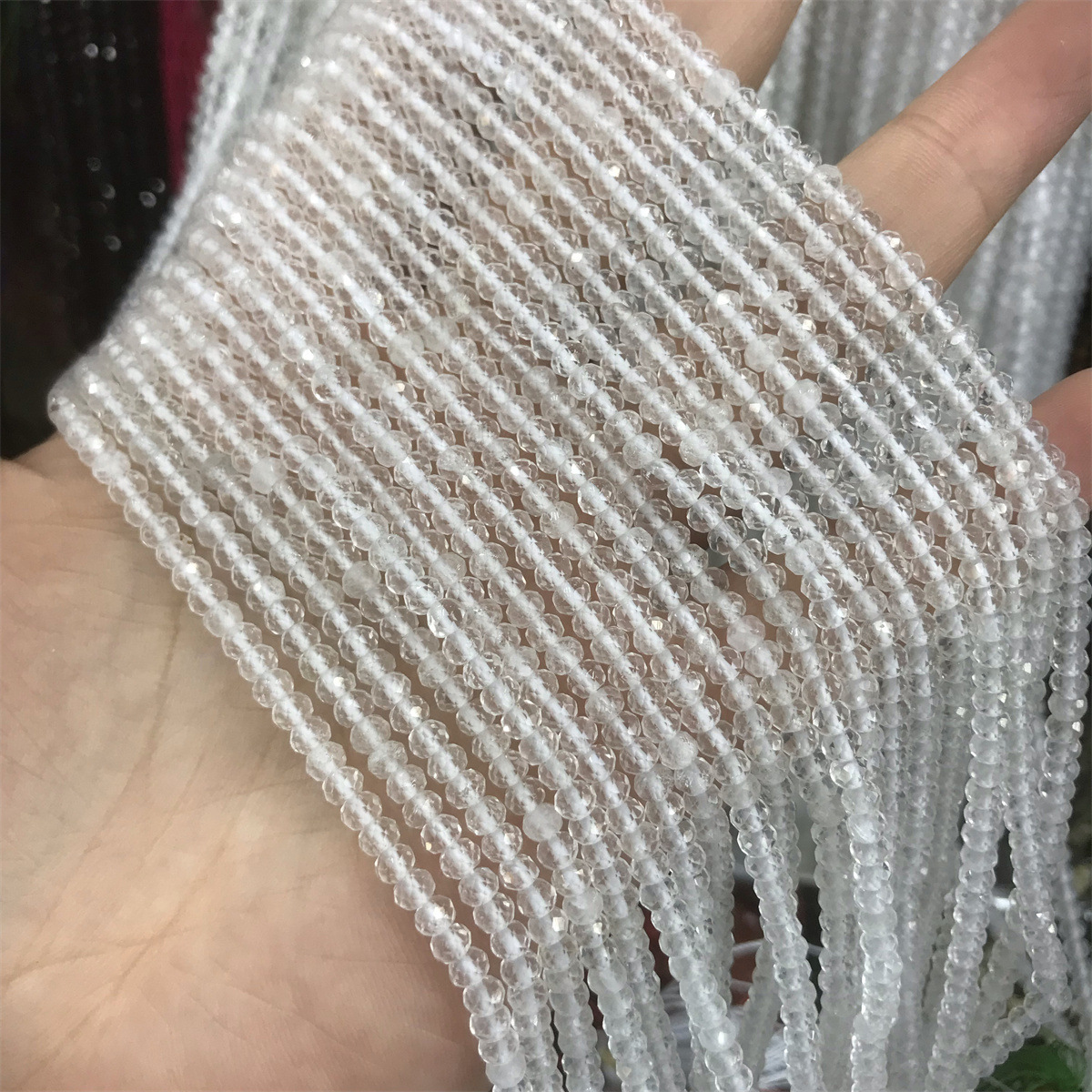 3*4mm faceted abacus white crystal